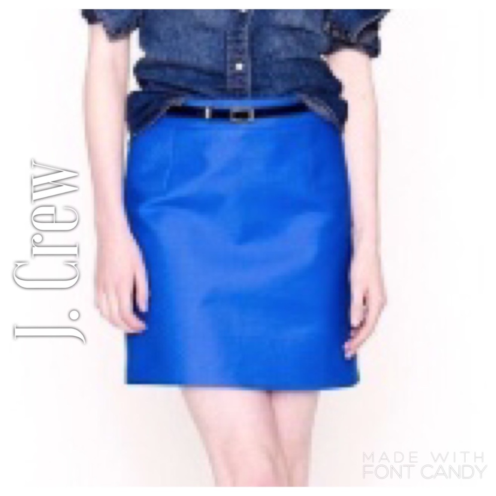 J. Crew Blue Mini Skirt Double Worsted Cotton